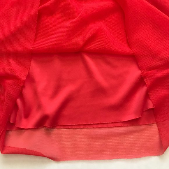 Vince Camuto Flutter Cap Sleeve Mesh Overlay Bright Coral V-Neck Top NWT Small - Picture 10 of 10